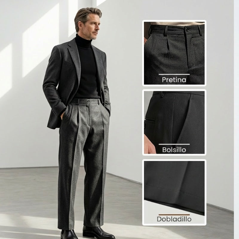 Pantalones casuales de pierna ancha plisados para hombre