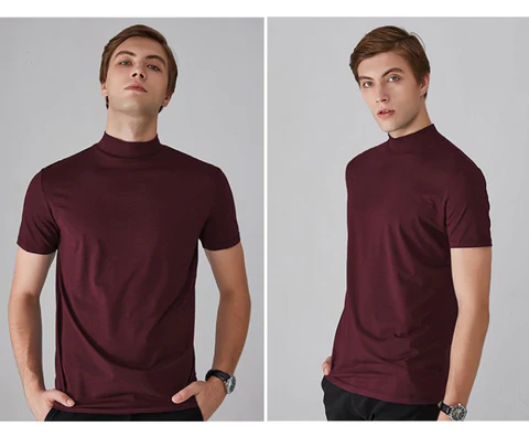 👕 Camiseta Ajustada de Cuello Alto para Hombre – Estilo Moderno y Confortable para Todos los Días ✨🔥