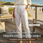 📢📢 ¡50% DE DESCUENTO! ⏰Pantalones de pierna ancha de lino y algodón para mujer con cintura elástica