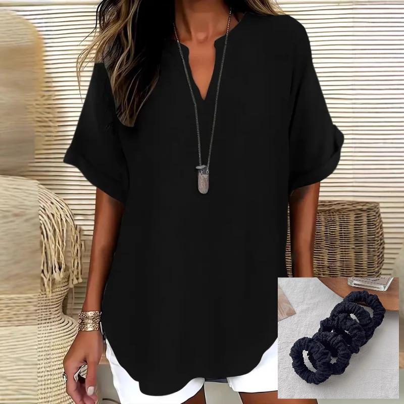 👕 Camiseta de Manga Corta Holgada y Lisa para Mujer – Estilo Casual y Moderno 🌸✨