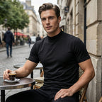 👕 Camiseta Ajustada de Cuello Alto para Hombre – Estilo Moderno y Confortable para Todos los Días ✨🔥