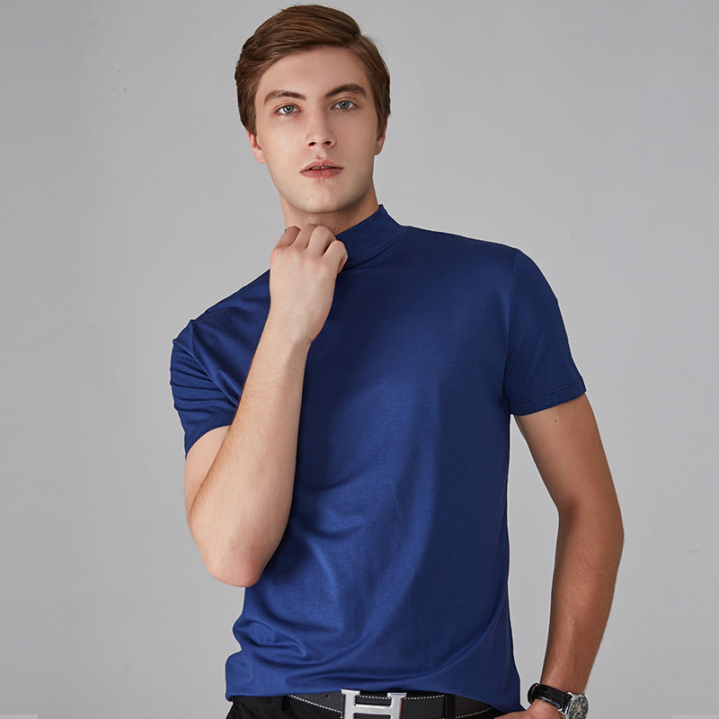 👕 Camiseta Ajustada de Cuello Alto para Hombre – Estilo Moderno y Confortable para Todos los Días ✨🔥