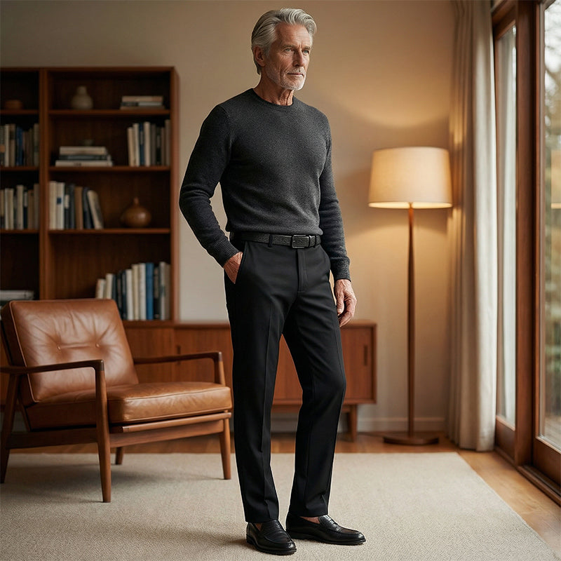 Pantalones clásicos de cintura alta para hombre