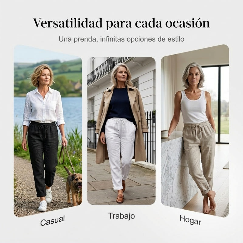 📢📢 ¡50% DE DESCUENTO! ⏰Pantalones de pierna ancha de lino y algodón para mujer con cintura elástica
