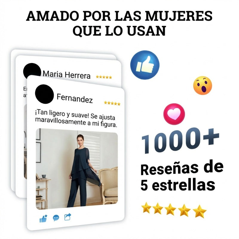👗 Conjunto de 2 Piezas de Gasa para Mujer – Talla Grande, Estilo Moderno y Cómodo 💖✨