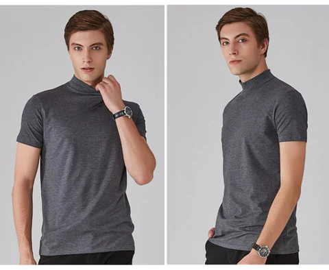 👕 Camiseta Ajustada de Cuello Alto para Hombre – Estilo Moderno y Confortable para Todos los Días ✨🔥