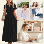 Vestido largo de cintura smock Bohemi chic para mujer