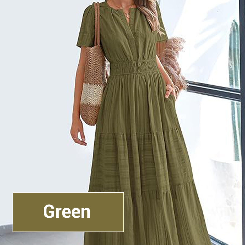 Vestido largo de cintura smock Bohemi chic para mujer