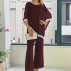 📢📢¡GRAN REBAJA! ⏰Set de top poncho elegante con ribetes de lentejuelas y pantalones anchos