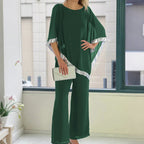 📢📢¡GRAN REBAJA! ⏰Set de top poncho elegante con ribetes de lentejuelas y pantalones anchos