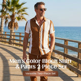 Conjunto de 2 piezas de camisa y pantalones con bloques de color para hombre