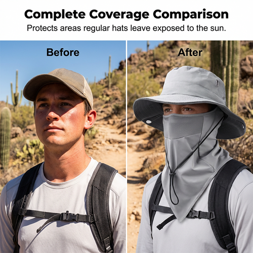 Gorra de pescador transpirable con mascarilla desmontable